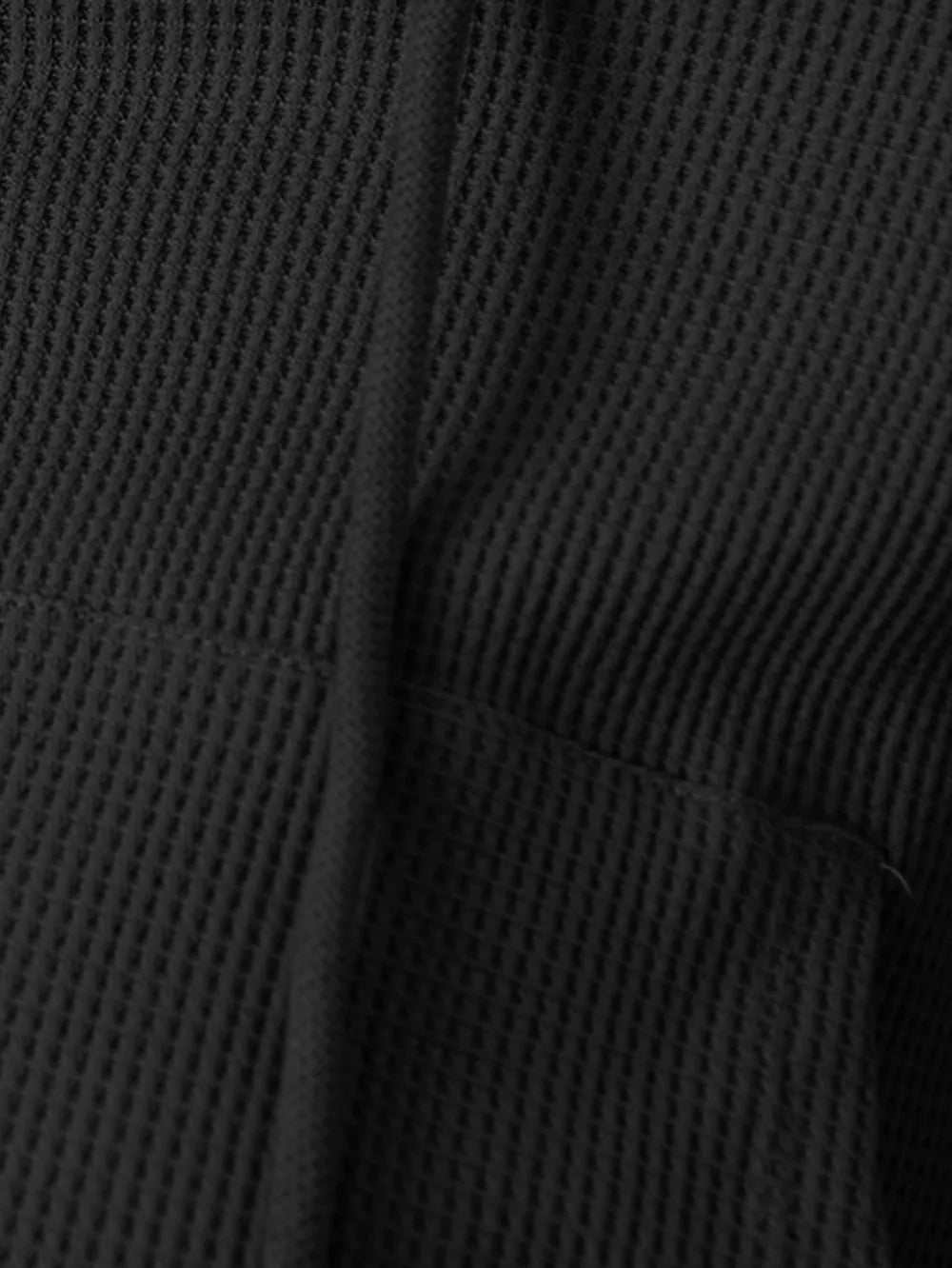 Waffle-Knit Drawstring Zip Up Hoodie Trendsi