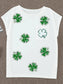 Sequin Lucky Clover Boat Neck T-Shirt nicholesgifts