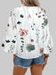 Ruffled Printed V-Neck Half Sleeve Blouse nicholesgifts
