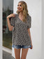 Women Floral Notched Short Sleeve Blouse nicholesgifts