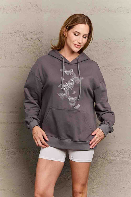 Simply Love Simply Love Full Size Dropped Shoulder Butterfly Graphic Hoodie Trendsi