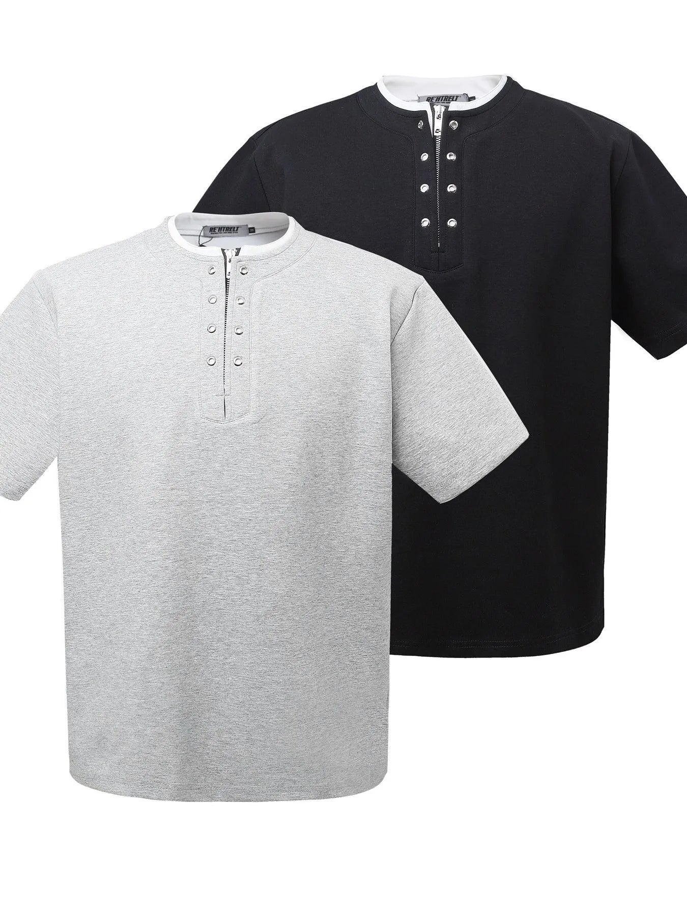 Men's Contrast Half Zip Short Sleeve T-Shirt Trendsi