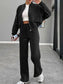 Baseball Collar Zip Up Outerwear and Drawstring Pants Set nicholesgifts