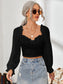Mesh Sweetheart Neck Flounce Sleeve Top nicholesgifts