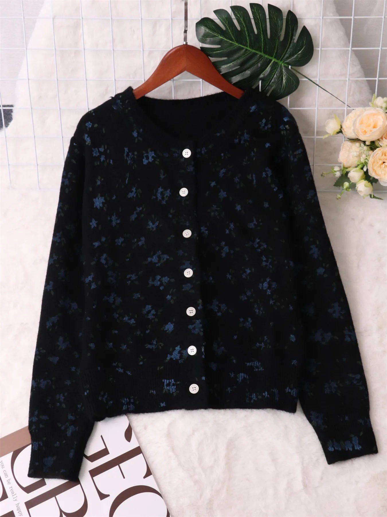 Floral Button-Up Long Sleeve Cardigan