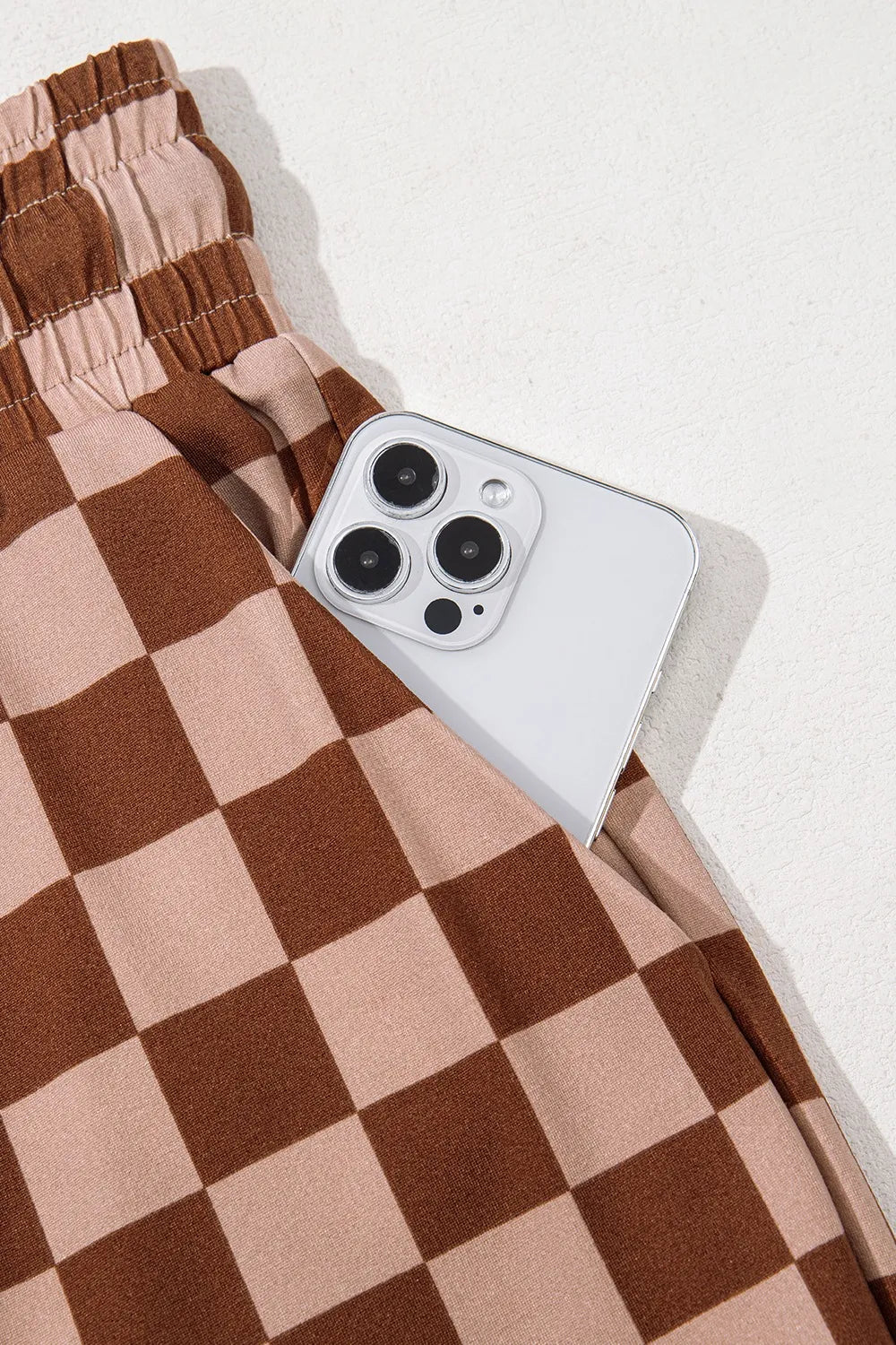Checkered Elastic High Waist Loose Casual Pants NicholesGifts