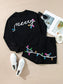 MERRY Sequin Round Neck Long Sleeve Top and Shorts Set nicholesgifts