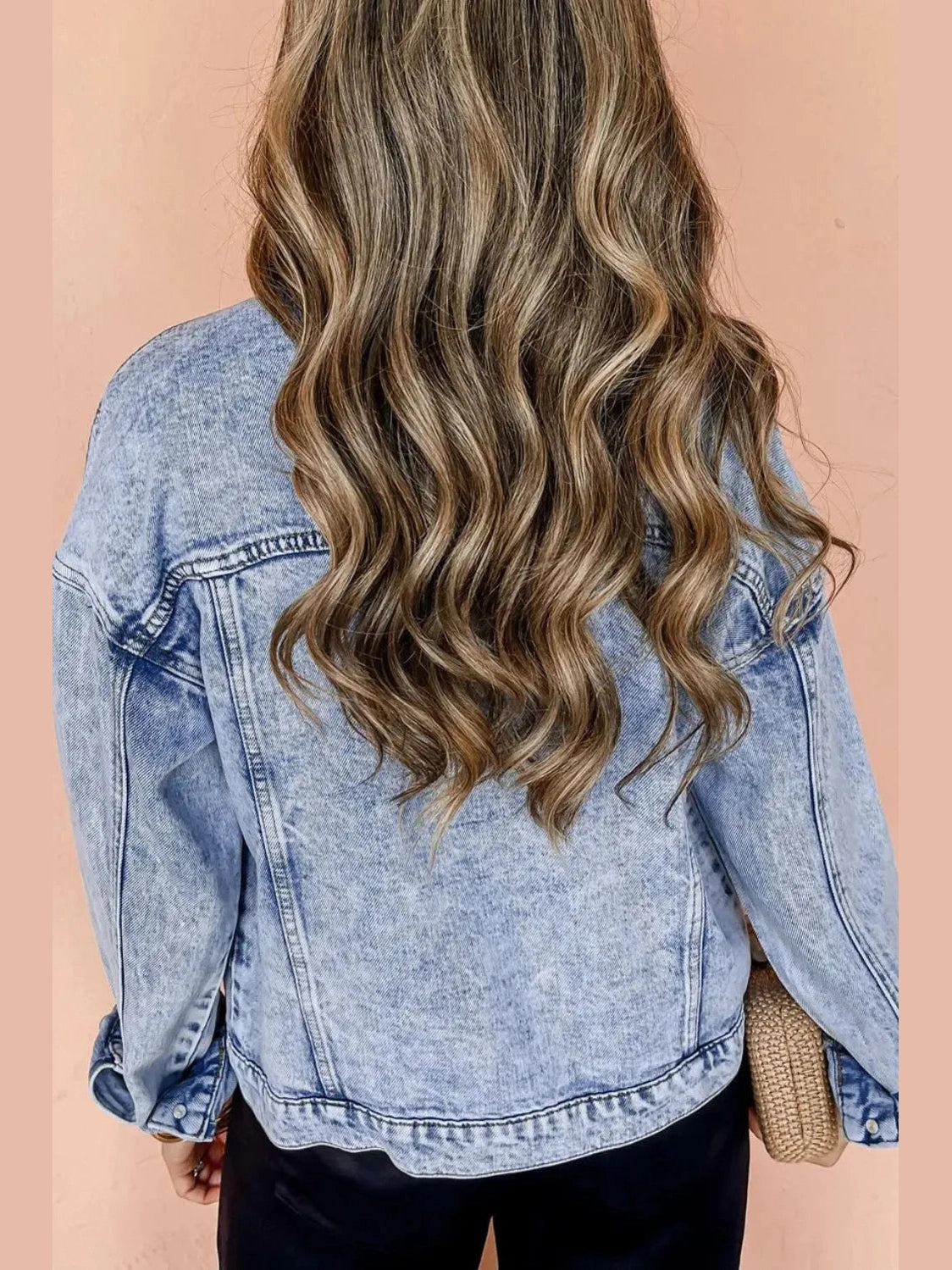 Pocketed Button Up Dropped Shoulder Denim Jacket nicholesgifts