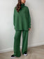 Slit Turtleneck Long Sleeve Top and Pants Sweater Set nicholesgifts