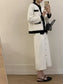 Contrast Trim Jacket and Skirts Sweater Set nicholesgifts