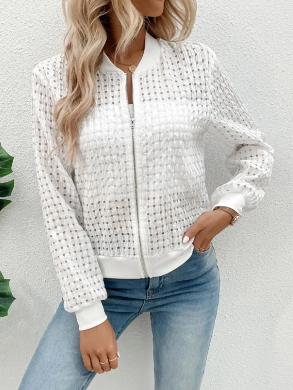 Zip Up Long Sleeve Jacket nicholesgifts