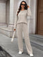 Ribbed Round Neck Top and Pants Set nicholesgifts