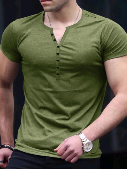 Men's Button Detail Short Sleeve Top nicholesgifts