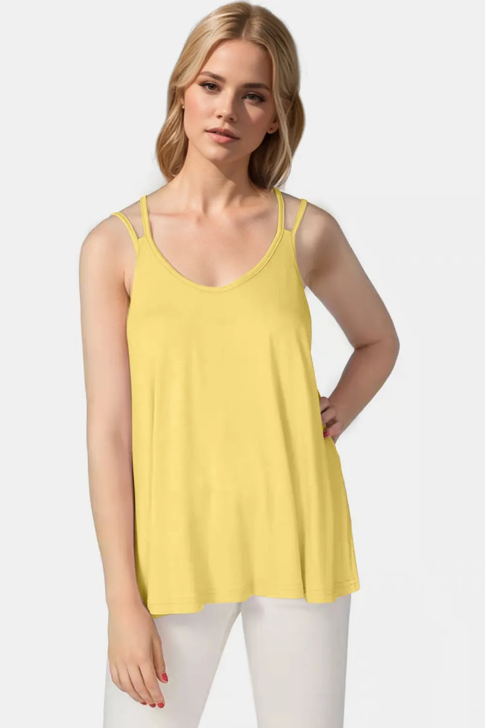 Basic Bae Bamboo Scoop Neck Double Spaghetti Straps Cami NicholesGifts