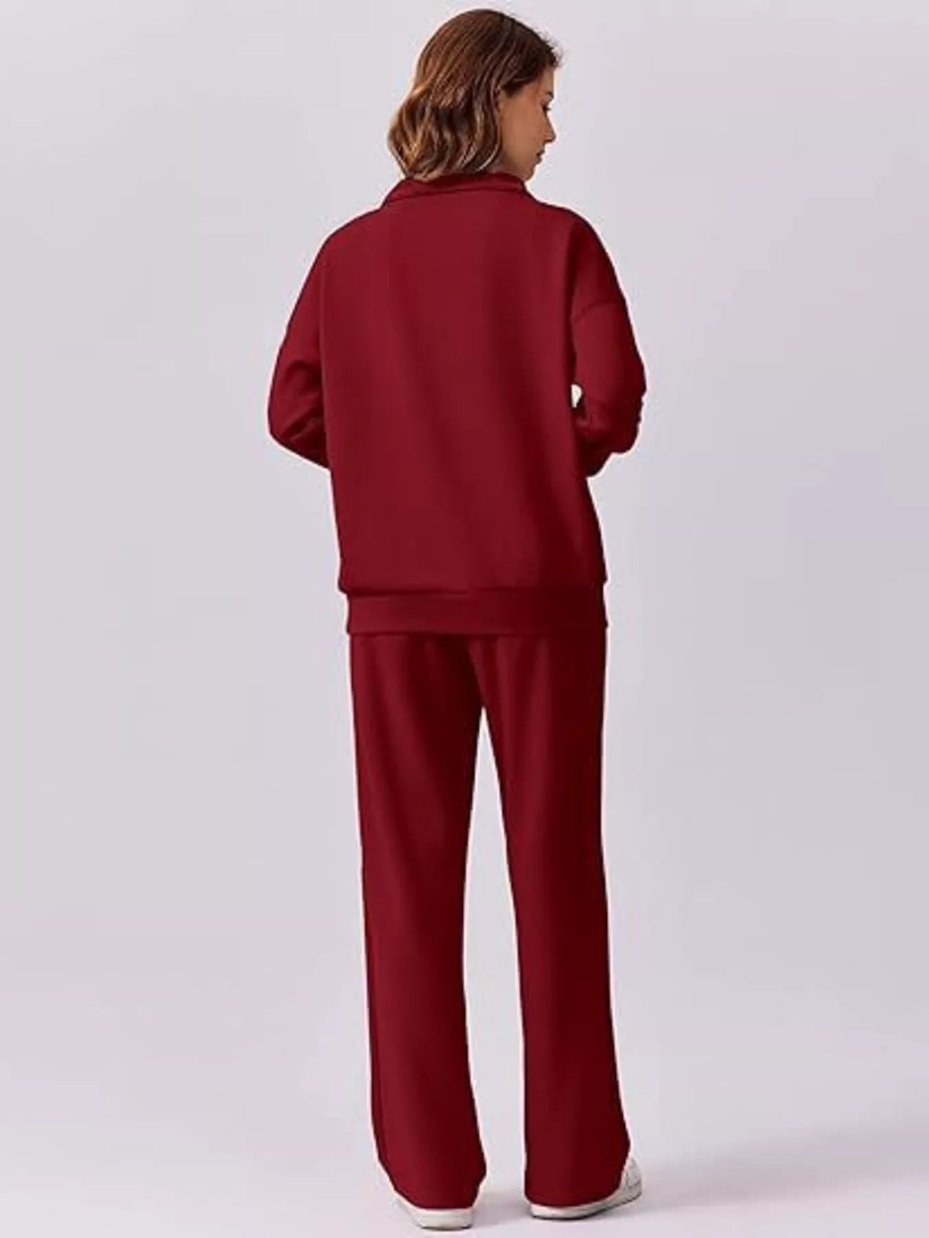 Relaxed Fit Quarter-Zip Top and Pants Set nicholesgifts
