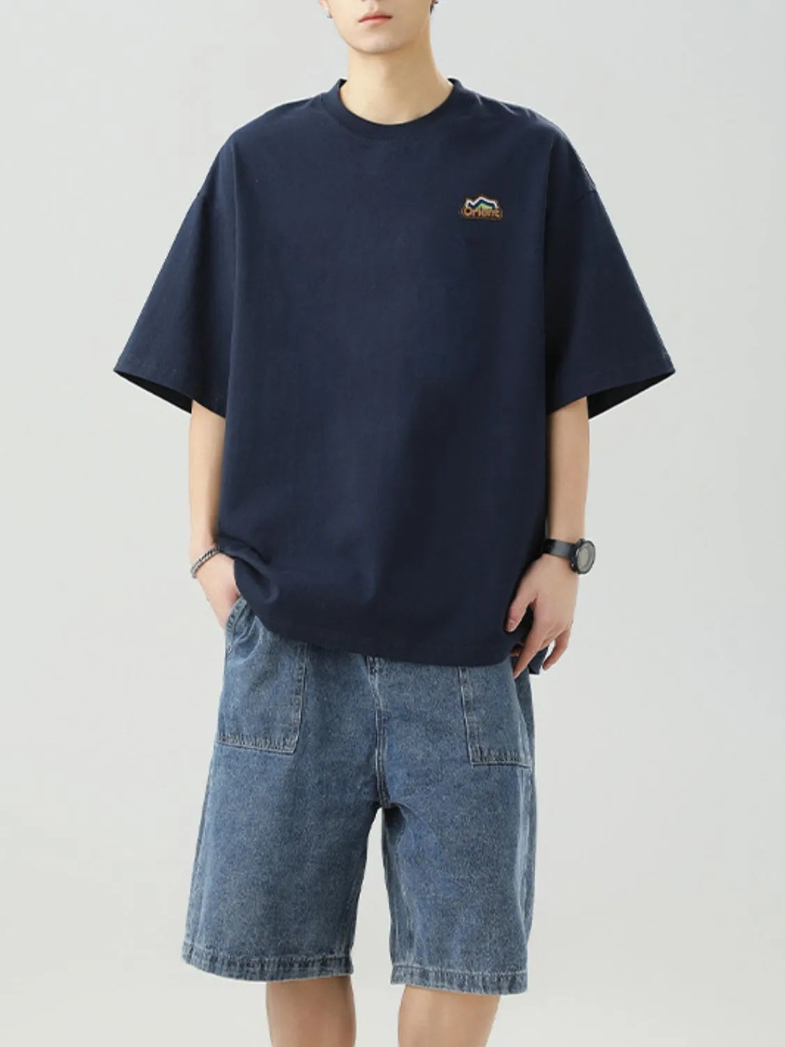 Men's Plus Size Round Neck Half Sleeve T-Shirt Trendsi