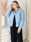 Double Take Dropped Shoulder Raw Hem Denim Jacket nicholesgifts