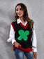 Four Leaf Clover V-Neck Sweater Vest Trendsi