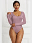 Half Zip Scoop Neck Long Sleeve Bodysuit nicholesgifts