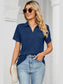 Women Johnny Collar Short Sleeve Blouse nicholesgifts