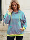 NicholesGifts Women Drawstring Contrast Striped Long Sleeve Hoodie nicholesgifts