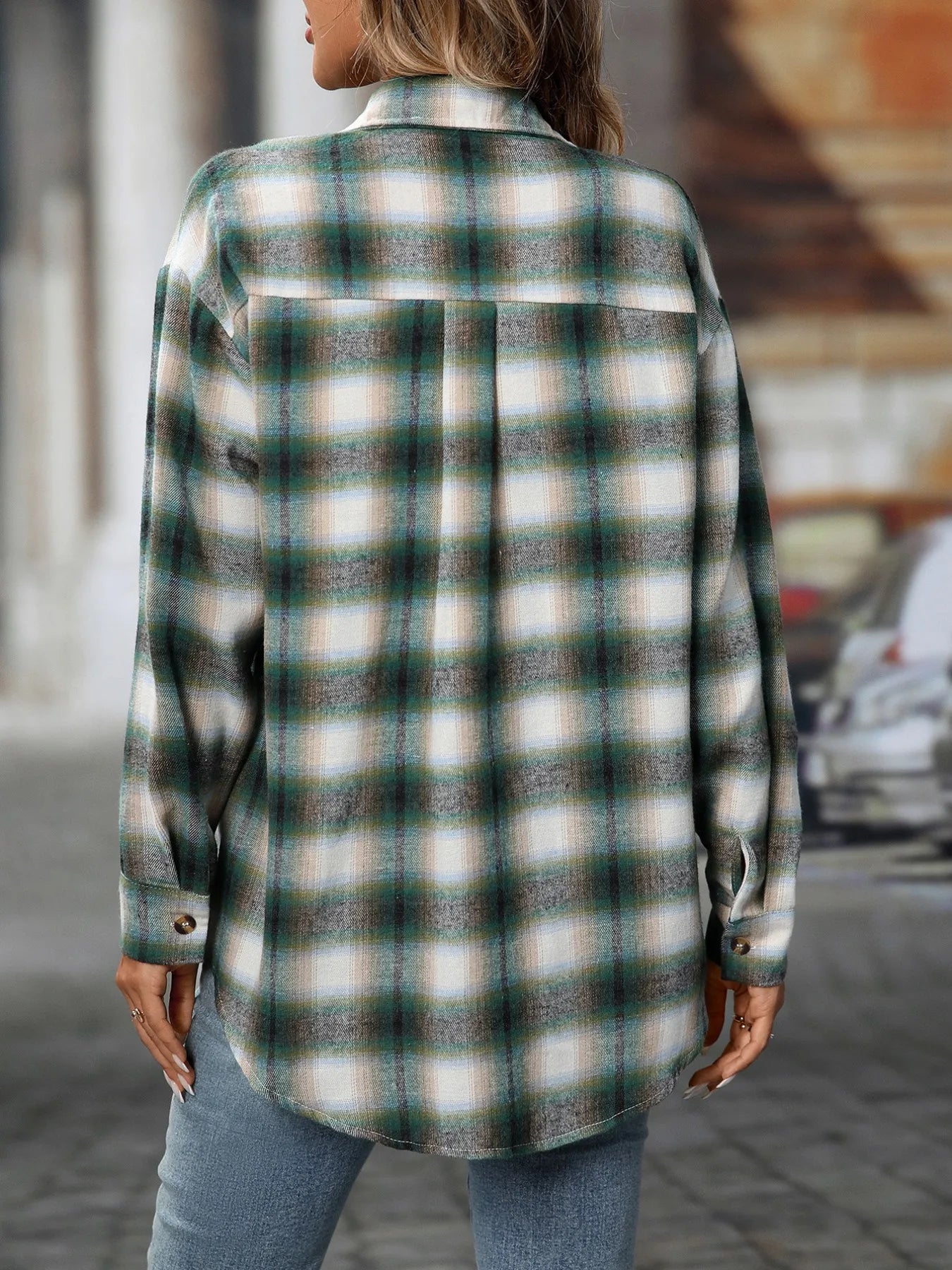 Oversized Plaid Button-Up Shirt NicholesGifts