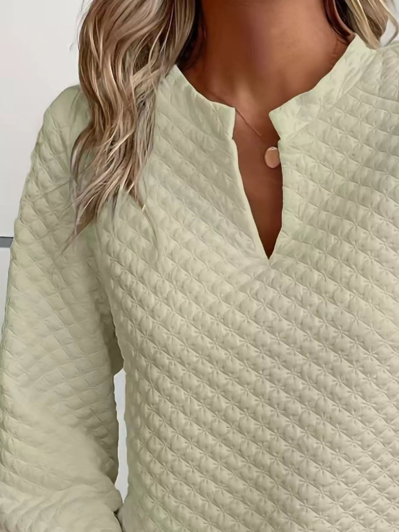Notched Raglan Sleeve Sweatshirt Trendsi