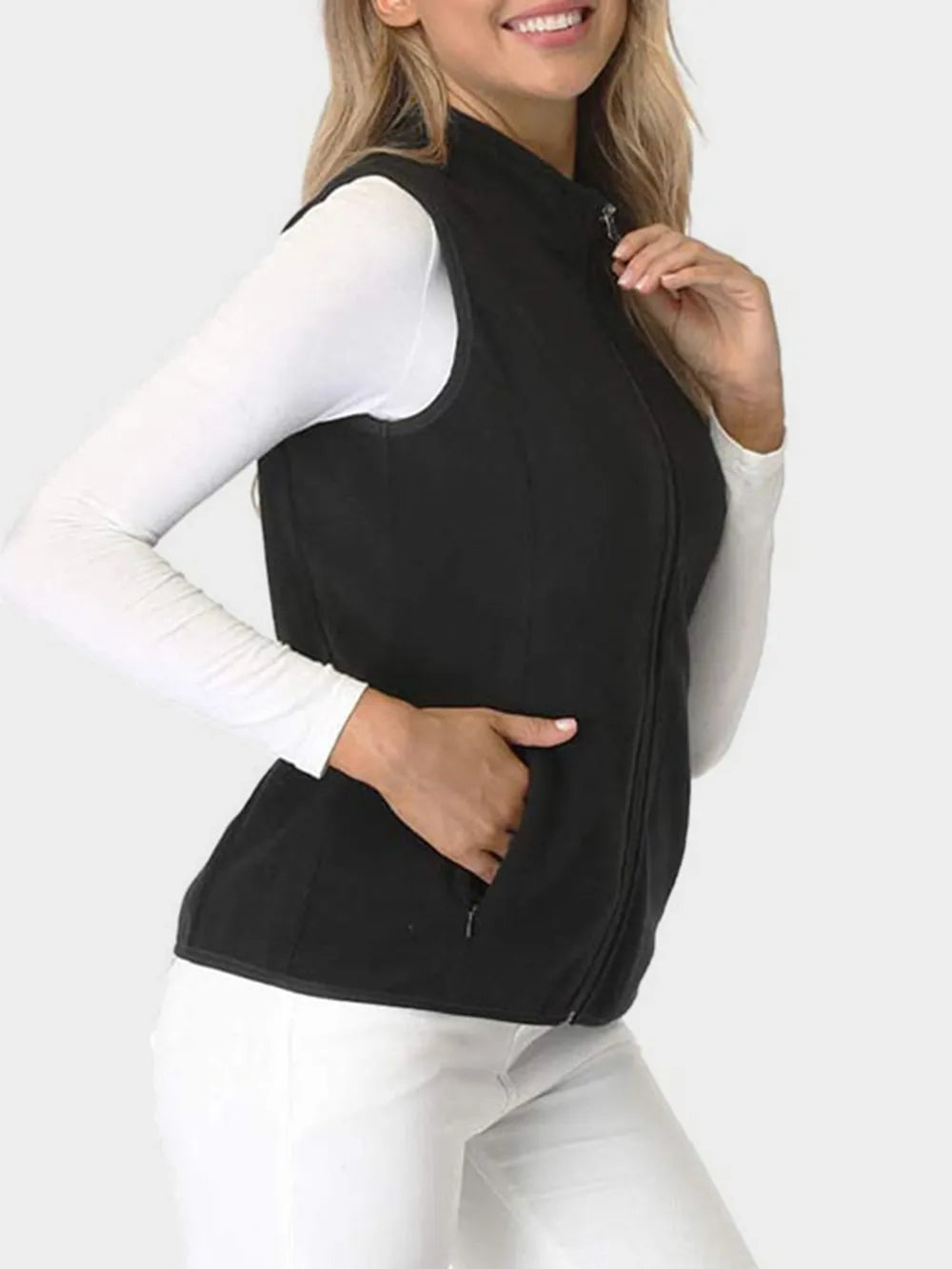 Zip Up Turtleneck Vest with Pockets nicholesgifts