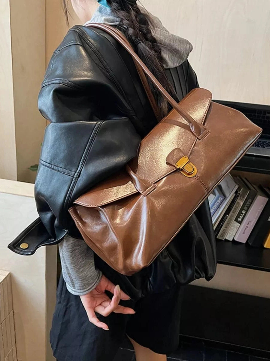 Vintage Style Leather Shoulder Bag nicholesgifts