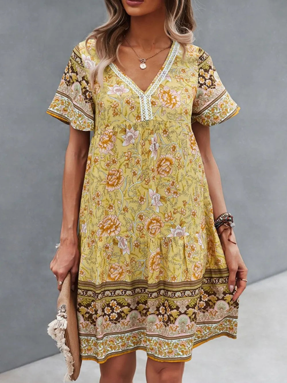 Floral Print V-Neck Summer Dress NicholesGifts