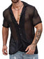 Men's Full Size Openwork Button Down Short Sleeve Shirt Plus Size nicholesgifts