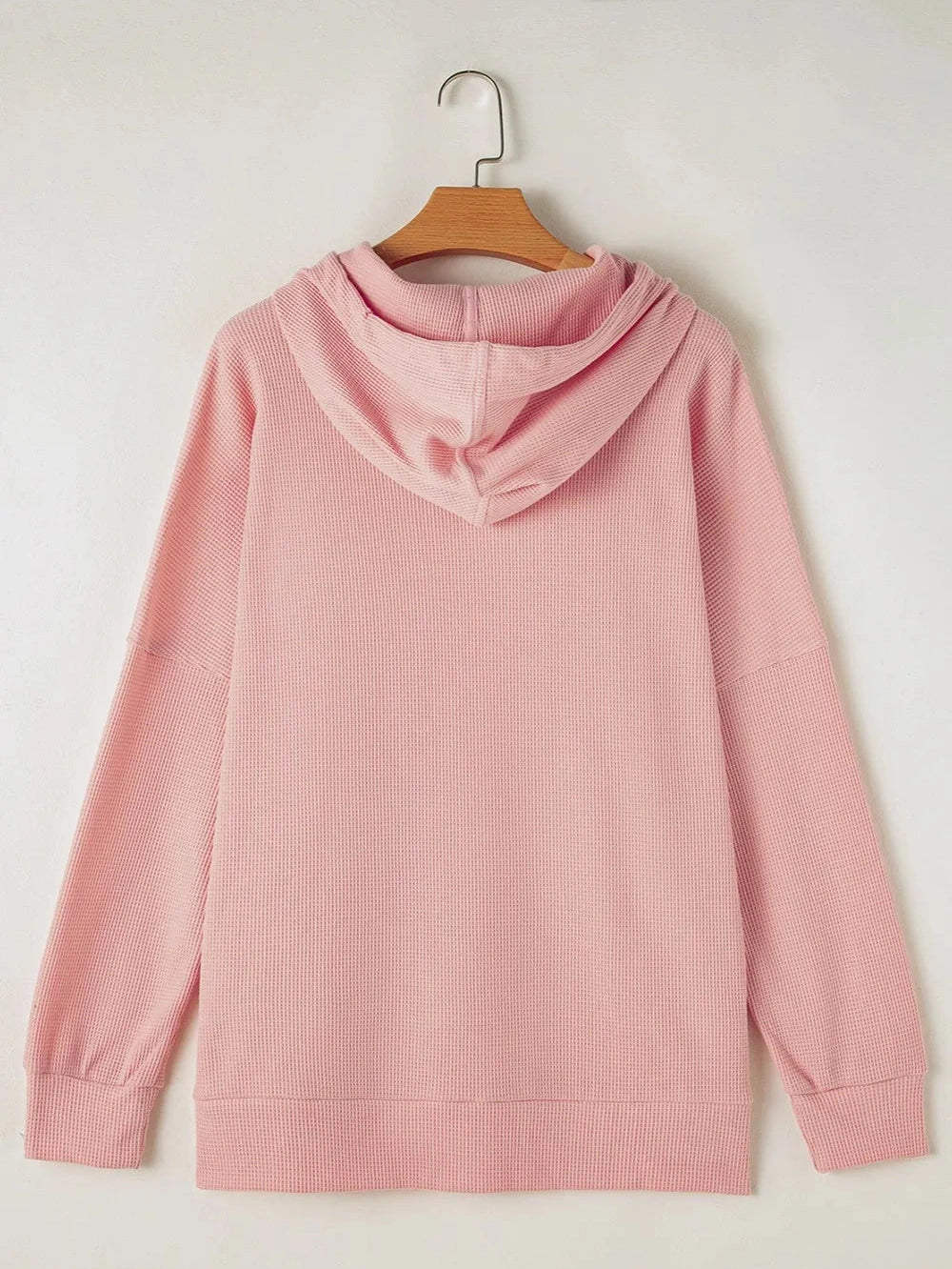 Waffle-Knit Long Sleeve Hoodie nicholesgifts