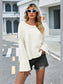 High-Low Slit Round Neck Long Sleeve Sweater nicholesgifts