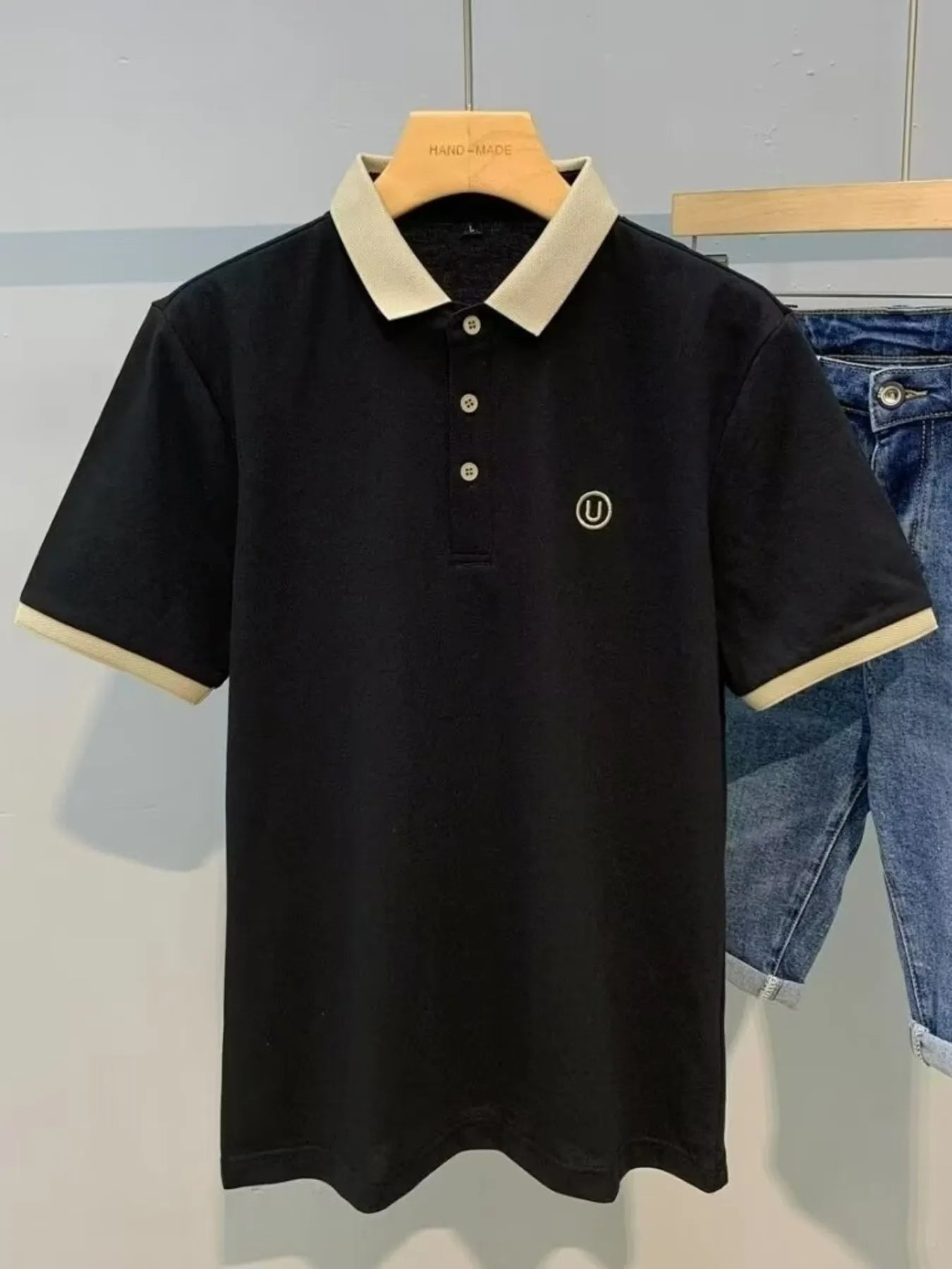 Men's Classic Contrast Short Sleeve Collar Polo Shirt NicholesGifts