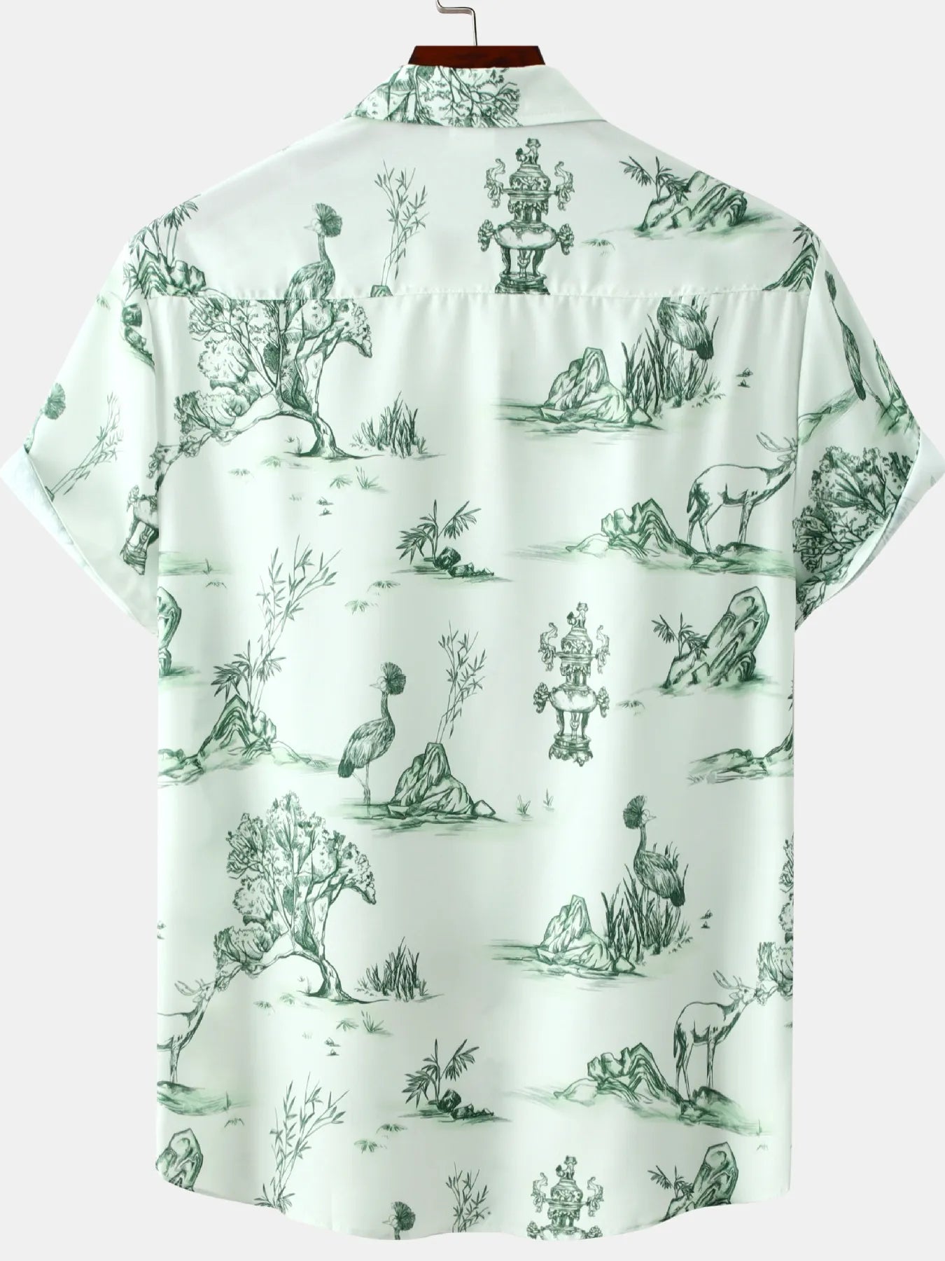 Men's Plus Size Printed Short Sleeve Button-Up Shirt Trendsi