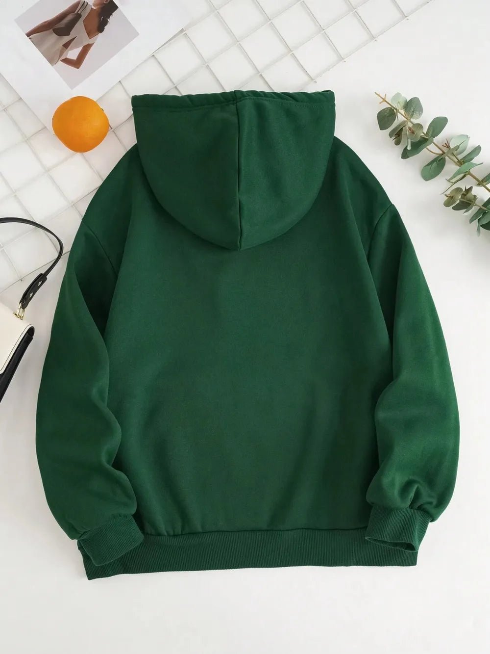 Drawstring Dropped Shoulder Hoodie Trendsi
