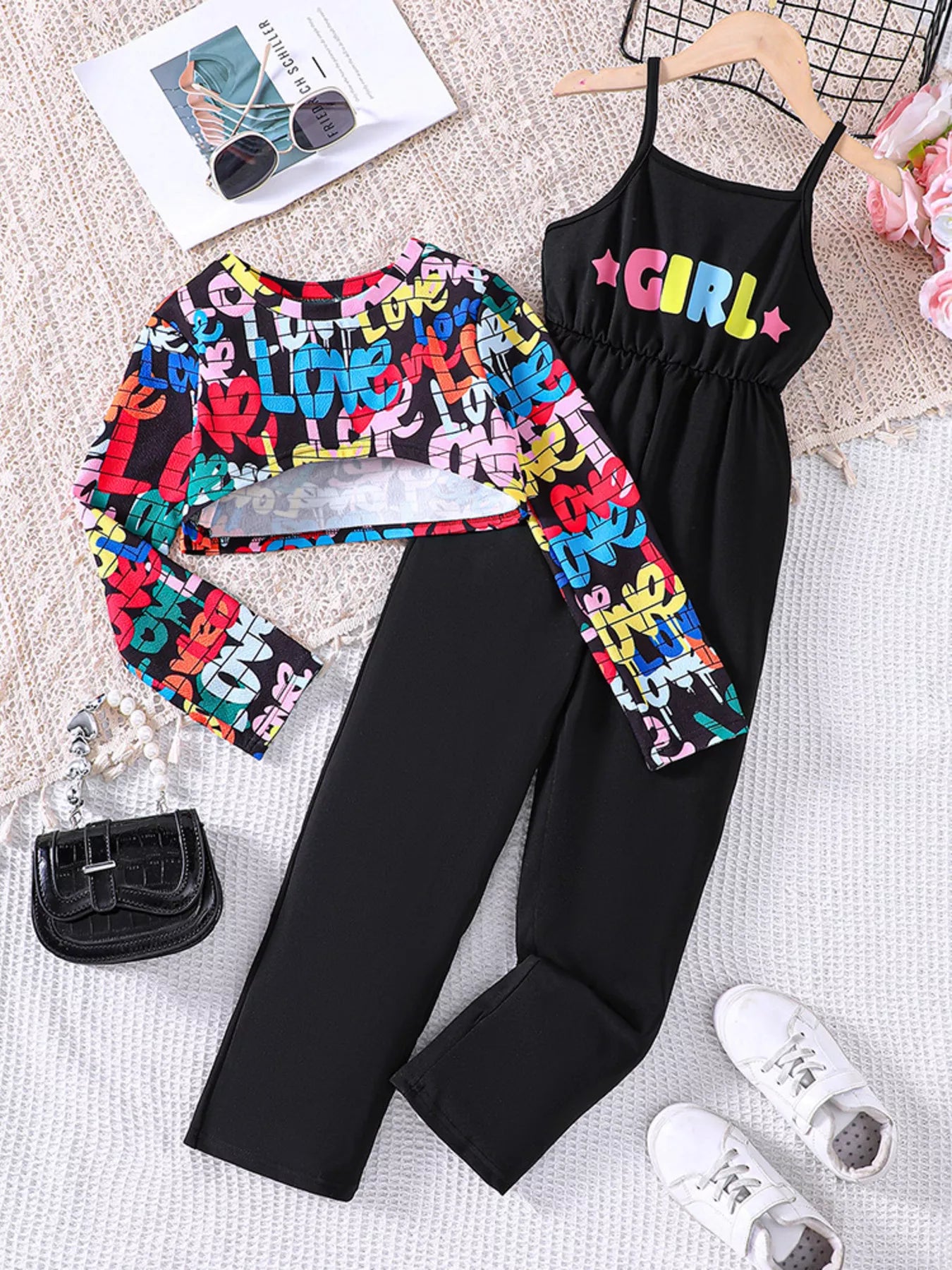 Children's Colorful Geometric Print Top & Jumpsuit Set NicholesGifts