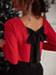 Women Bowknot V-Neck Long Sleeve Blouse nicholesgifts
