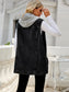 Drawstring Pocketed Button Up Sleeveless Denim Jacket nicholesgifts