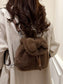 Fuzzy Plush Drawstring Backpack Bag nicholesgifts