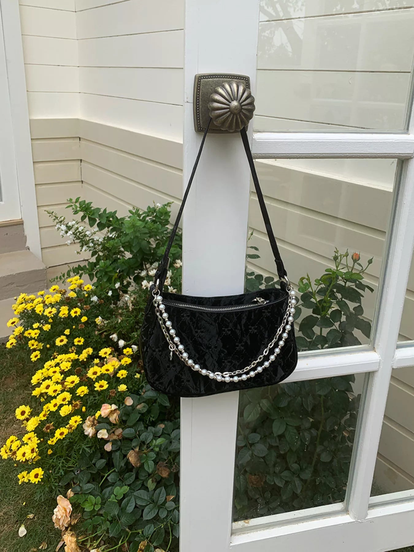 Pearl Chain Shoulder Bag nicholesgifts