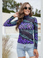 Printed Mock Neck Long Sleeve Blouse nicholesgifts