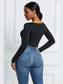 Half Zip Scoop Neck Long Sleeve Bodysuit nicholesgifts