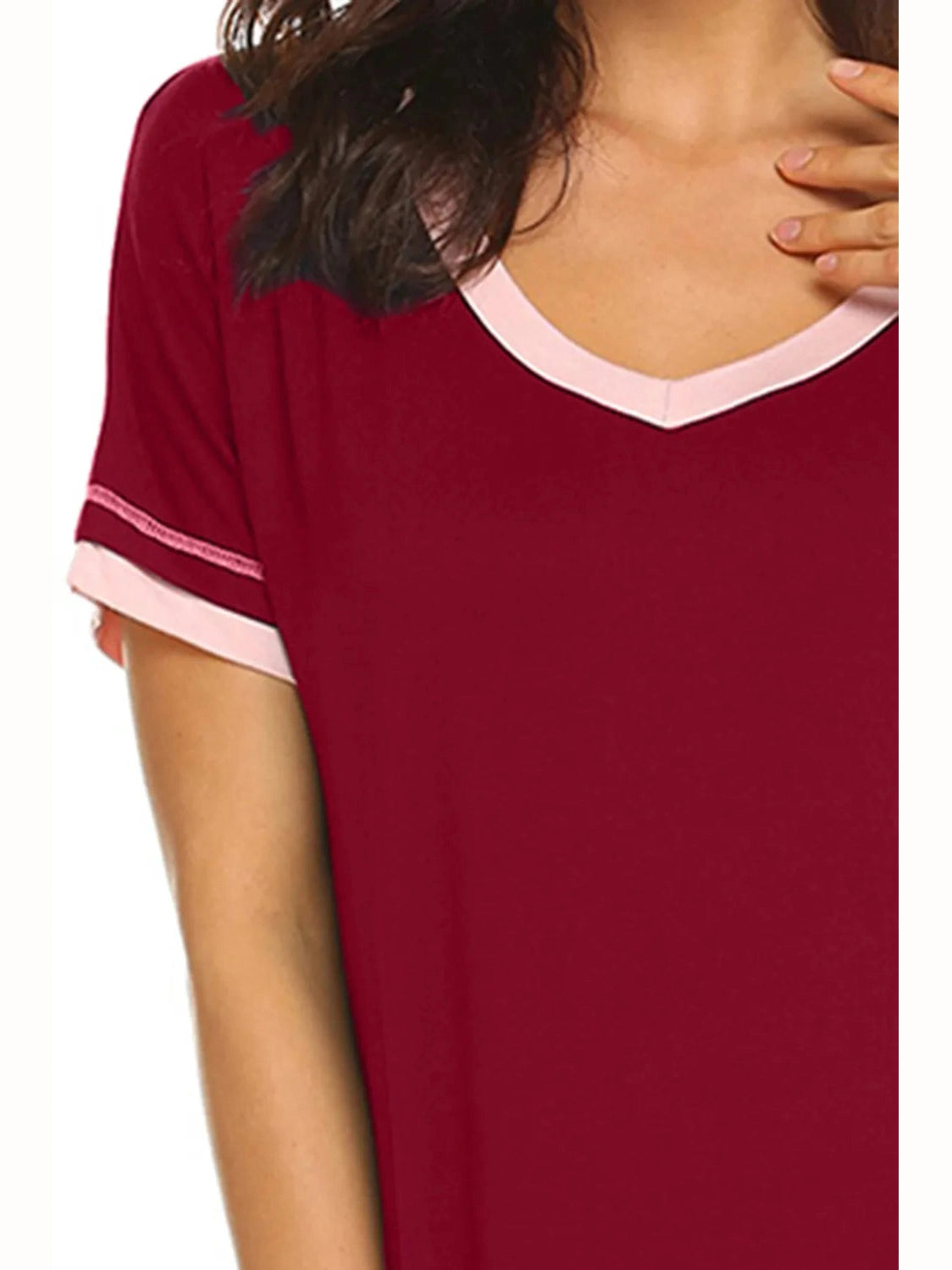 Contrast Trim Short Sleeve Lounge Dress nicholesgifts