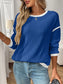 Ribbed Contrast Trim Long Sleeve Top nicholesgifts