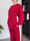 Full Size Contrast Round Neck Top and Pants Set Plus Size nicholesgifts
