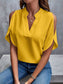 Notched Cold Shoulder Half Sleeve Blouse nicholesgifts