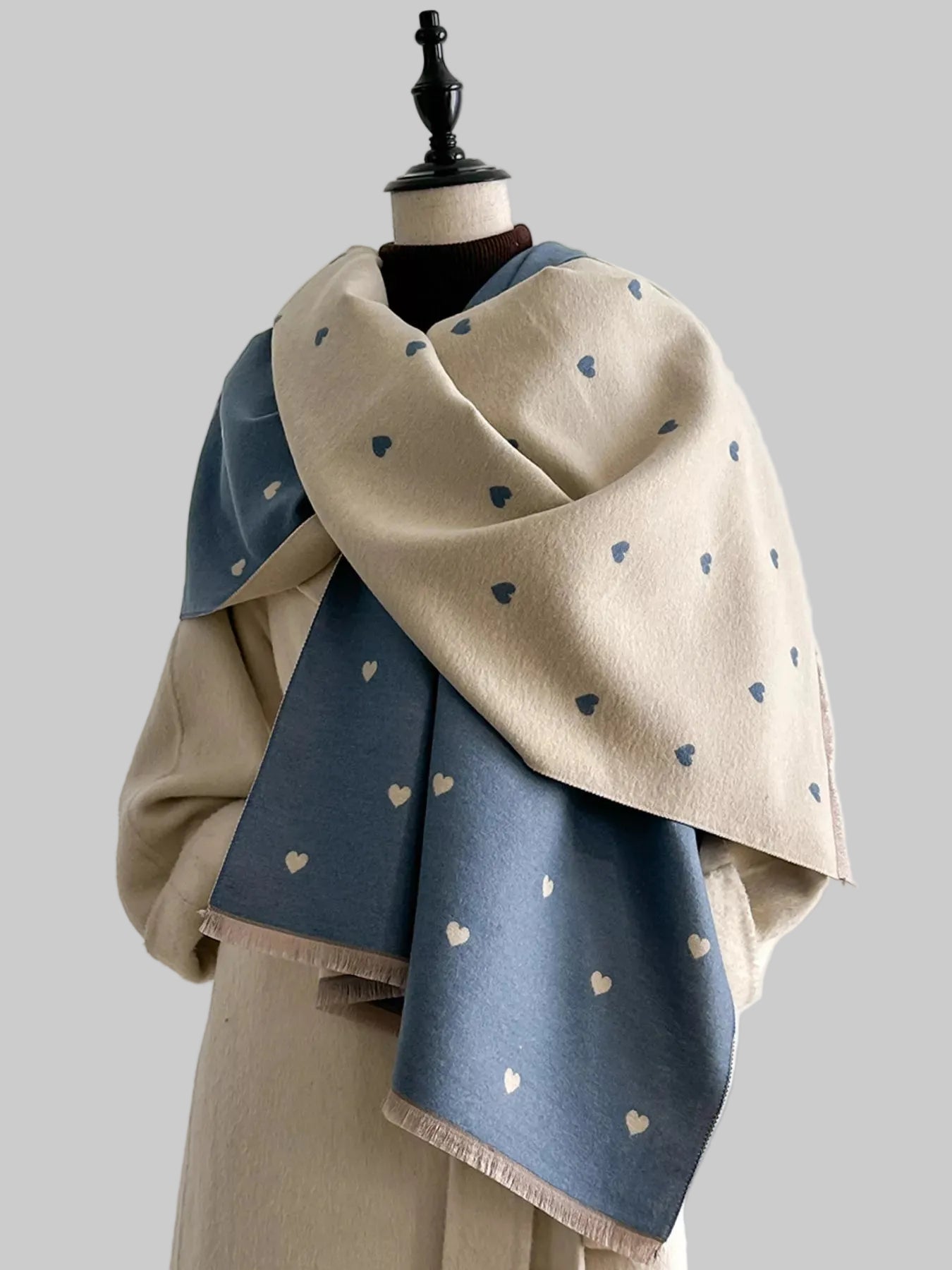 Women Heart Raw Hem Scarf For Valentine's Day Gift nicholesgifts