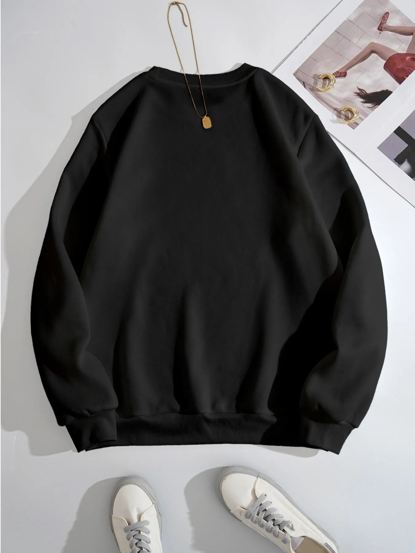 Butterfly Round Neck Long Sleeve Sweatshirt Trendsi