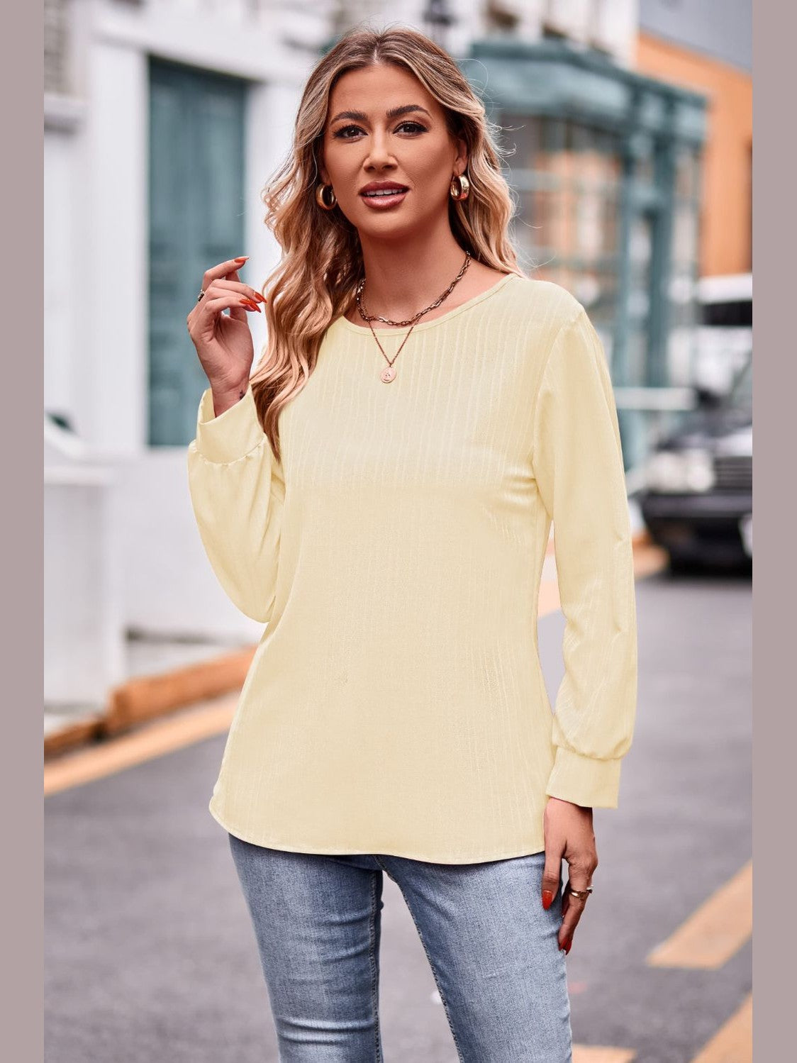 Round Neck Long Sleeve Tee NicholesGifts